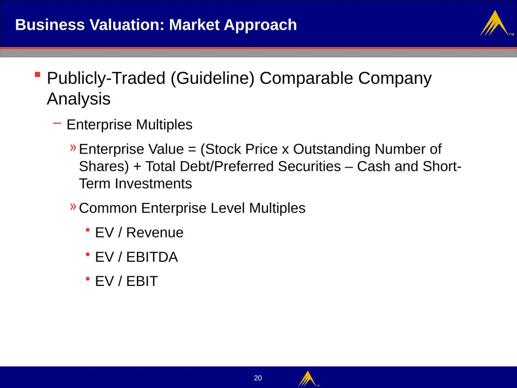 Business Valuation Valuation Methodologies - slide 20 of 43
