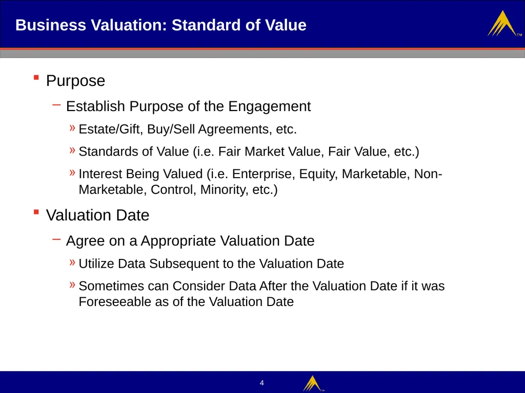 Business Valuation Valuation Methodologies - slide 4 of 43