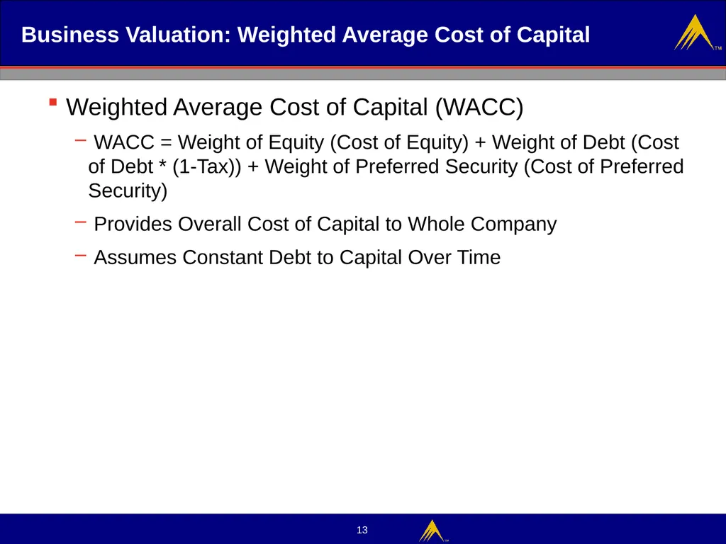 Business Valuation Valuation Methodologies - slide 13 of 43