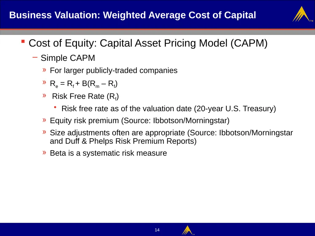 Business Valuation Valuation Methodologies - slide 14 of 43