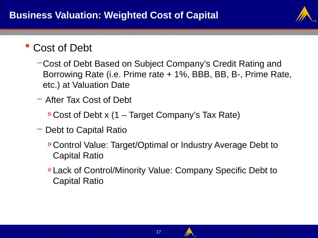 Business Valuation Valuation Methodologies - slide 17 of 43