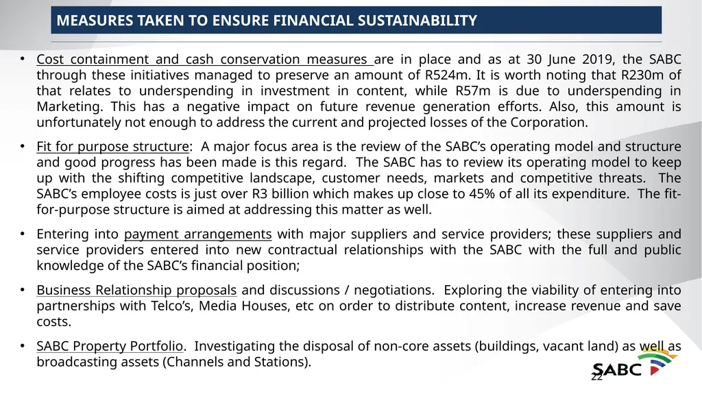 SABC PRESENTATION TO SELECT COMMITTEE ON PUBLIC - slide 22 of 36