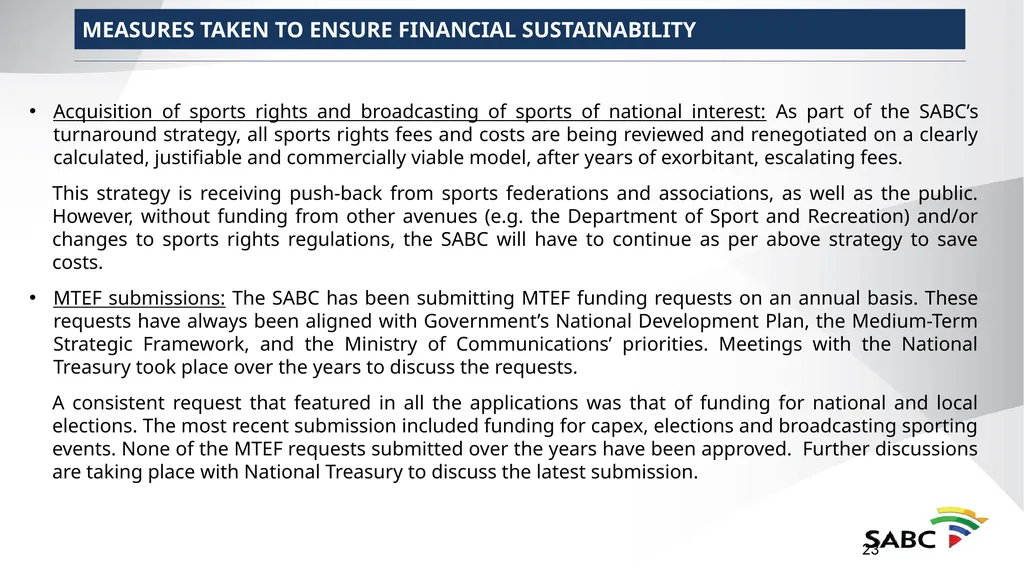 SABC PRESENTATION TO SELECT COMMITTEE ON PUBLIC - slide 23 of 36