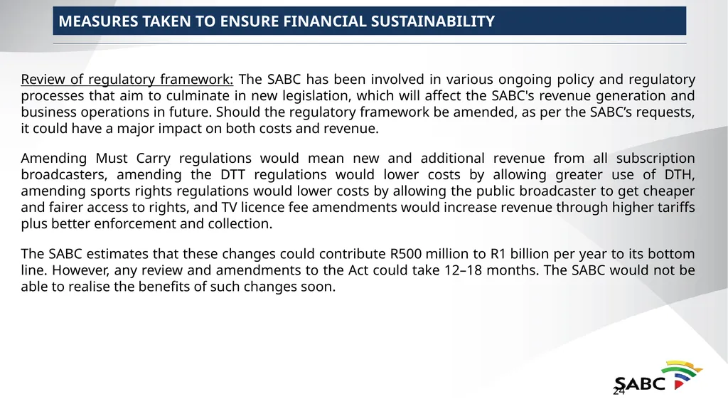 SABC PRESENTATION TO SELECT COMMITTEE ON PUBLIC - slide 24 of 36