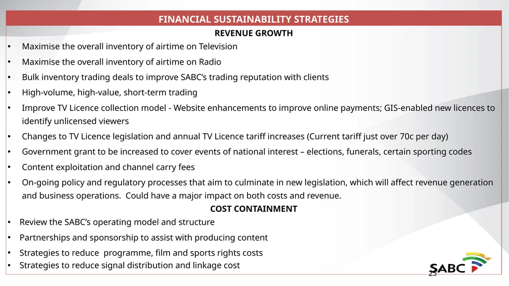 SABC PRESENTATION TO SELECT COMMITTEE ON PUBLIC - slide 25 of 36