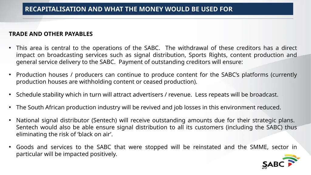 SABC PRESENTATION TO SELECT COMMITTEE ON PUBLIC - slide 26 of 36