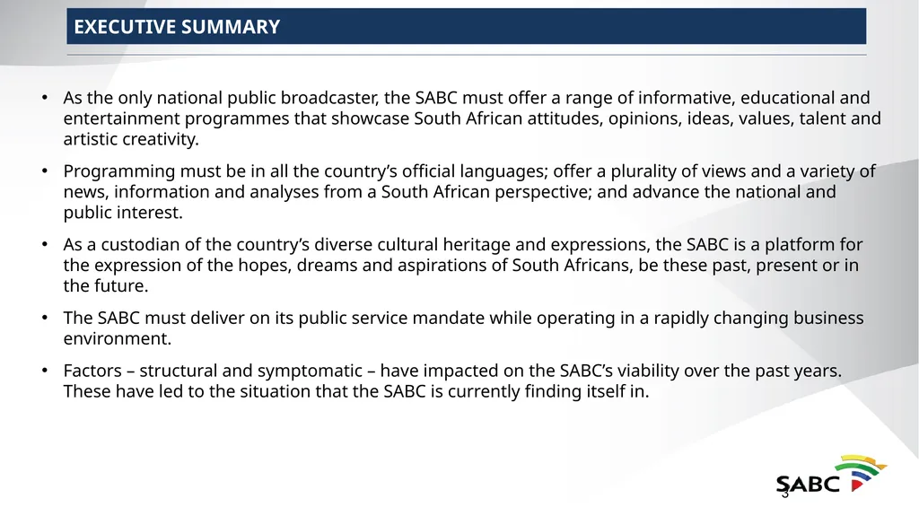 SABC PRESENTATION TO SELECT COMMITTEE ON PUBLIC - slide 3 of 36