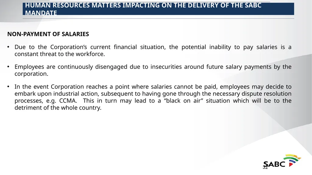 SABC PRESENTATION TO SELECT COMMITTEE ON PUBLIC - slide 32 of 36