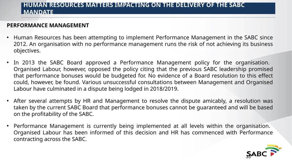 SABC PRESENTATION TO SELECT COMMITTEE ON PUBLIC - slide 33 of 36