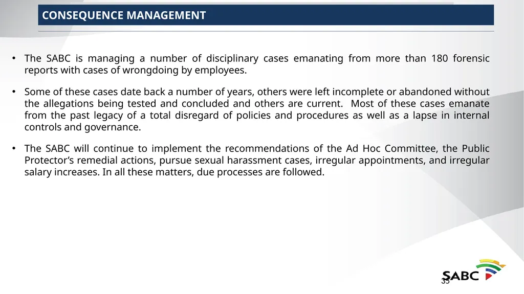 SABC PRESENTATION TO SELECT COMMITTEE ON PUBLIC - slide 35 of 36