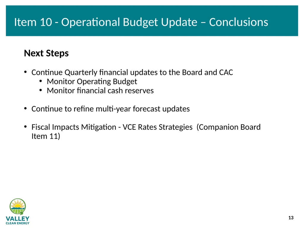 VCE Community Advisory Committee Meeting – - slide 13 of 45