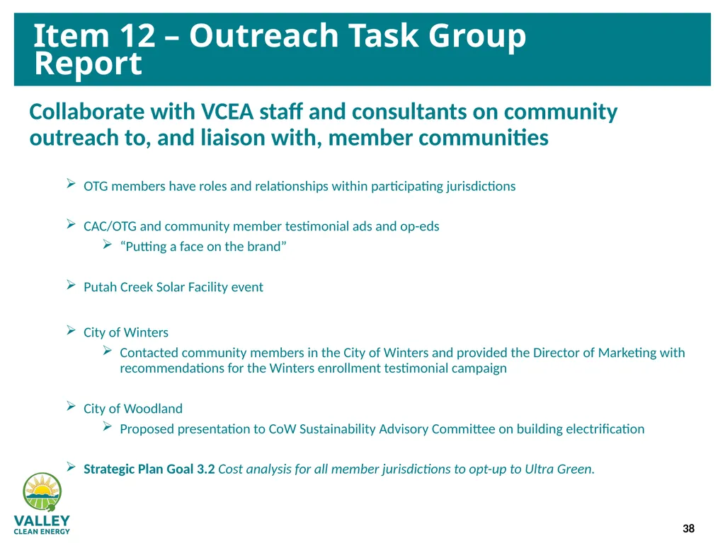 VCE Community Advisory Committee Meeting – - slide 38 of 45