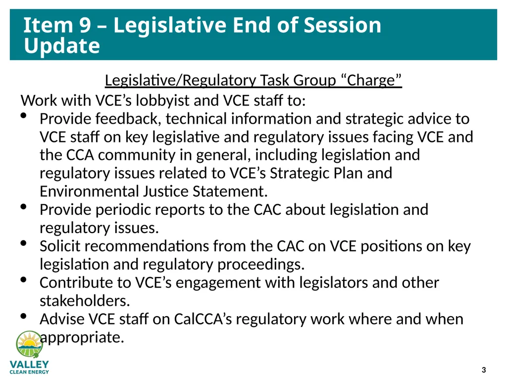 VCE Community Advisory Committee Meeting – - slide 3 of 45