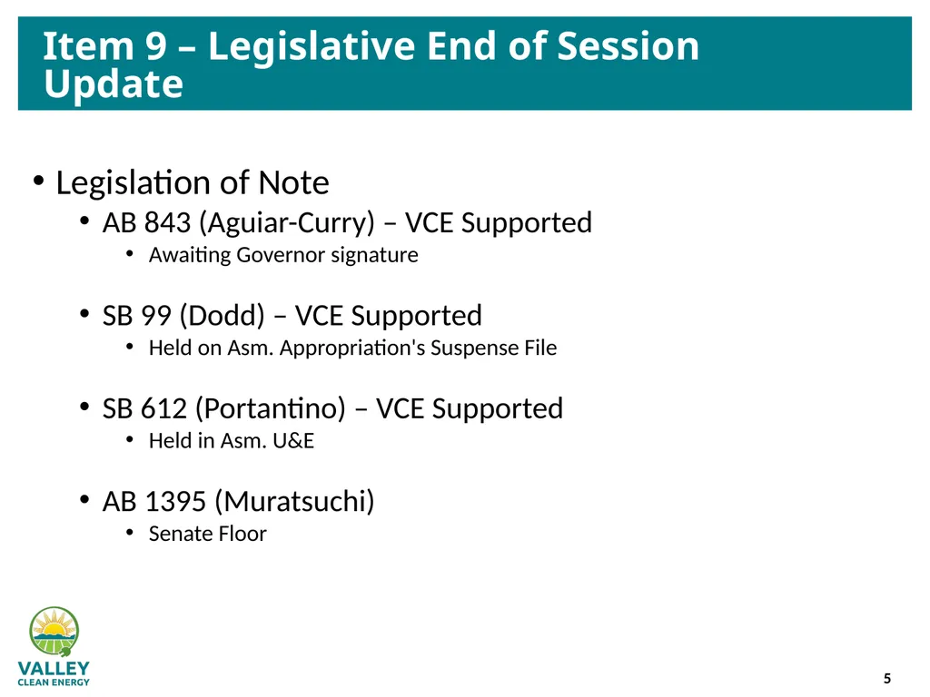 VCE Community Advisory Committee Meeting – - slide 5 of 45