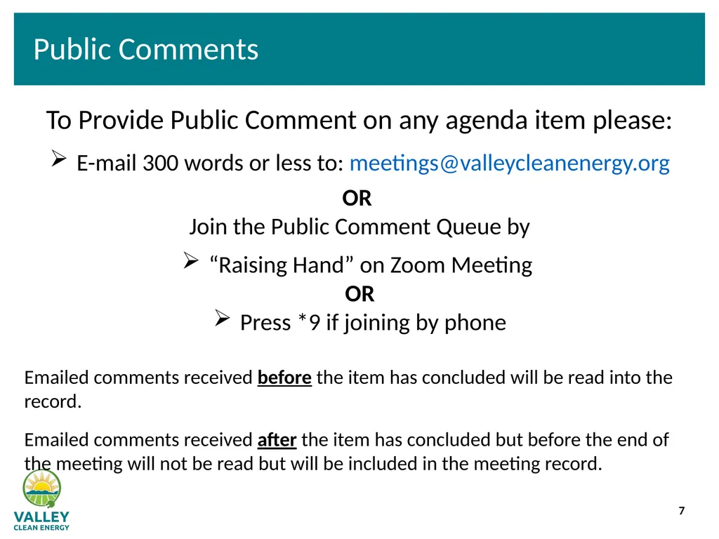 VCE Community Advisory Committee Meeting – - slide 7 of 45