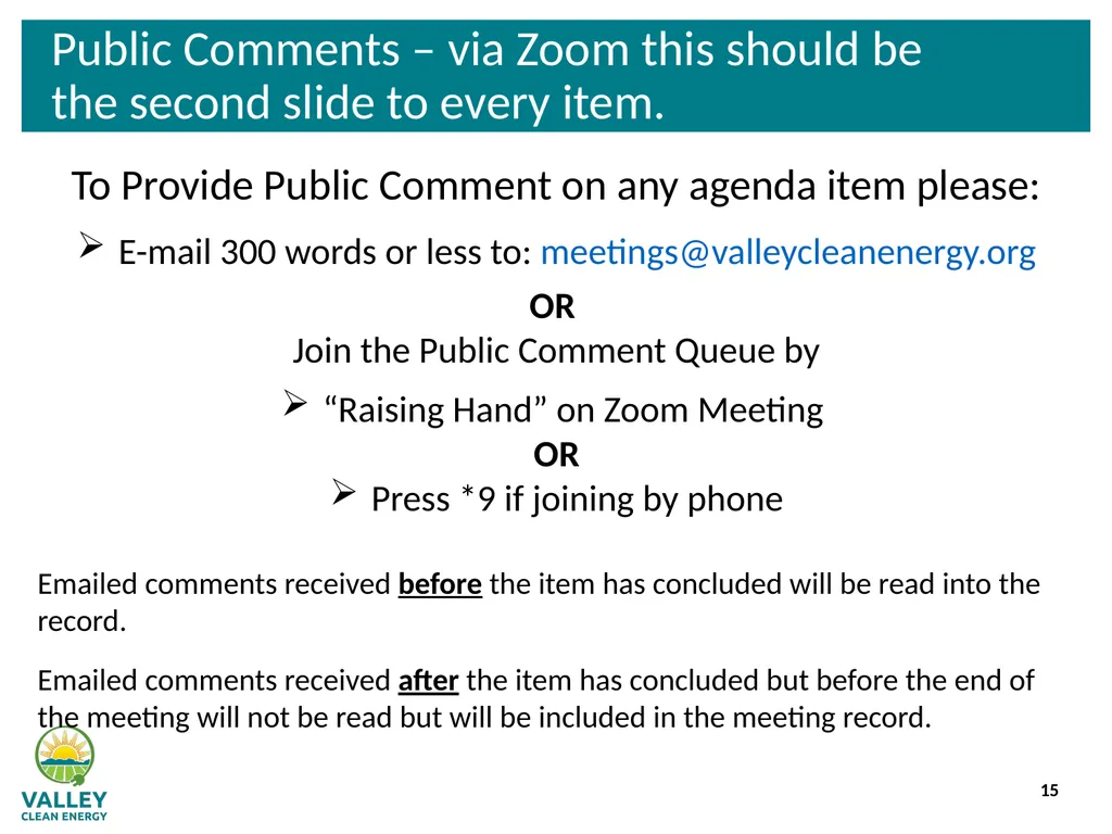 VCE Community Advisory Committee Meeting – - slide 15 of 45