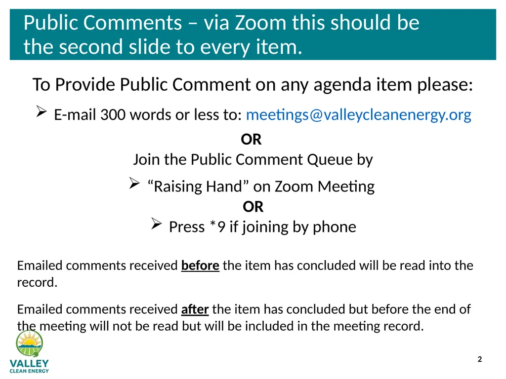 VCE Community Advisory Committee Meeting – - slide 2 of 45