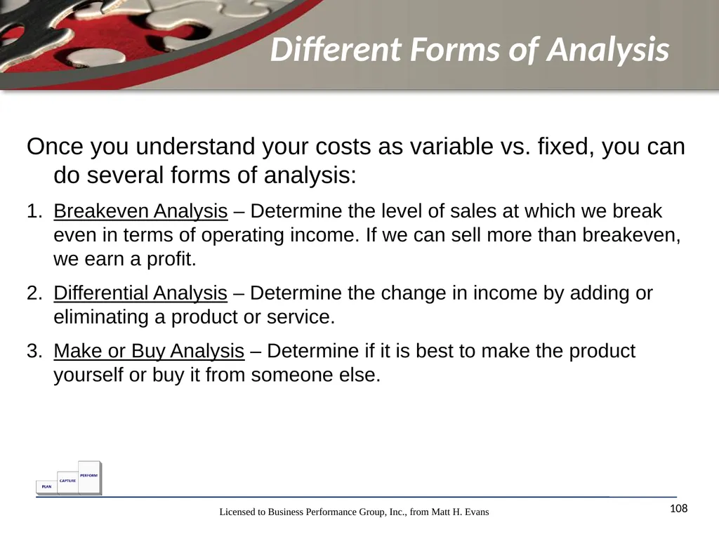 Finance for Non Financial Managers Matt H. Evans - slide 108 of 120