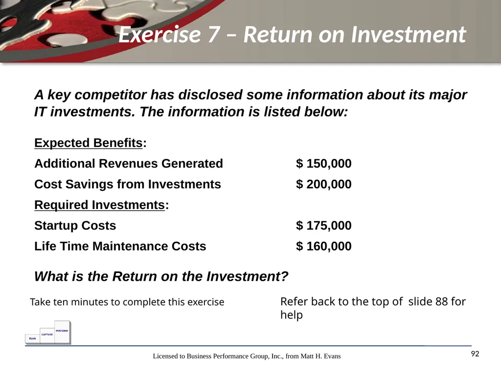 Finance for Non Financial Managers Matt H. Evans - slide 92 of 120