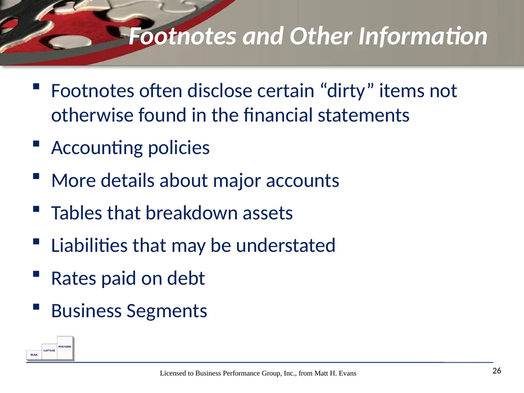 Finance for Non Financial Managers Matt H. Evans - slide 26 of 120