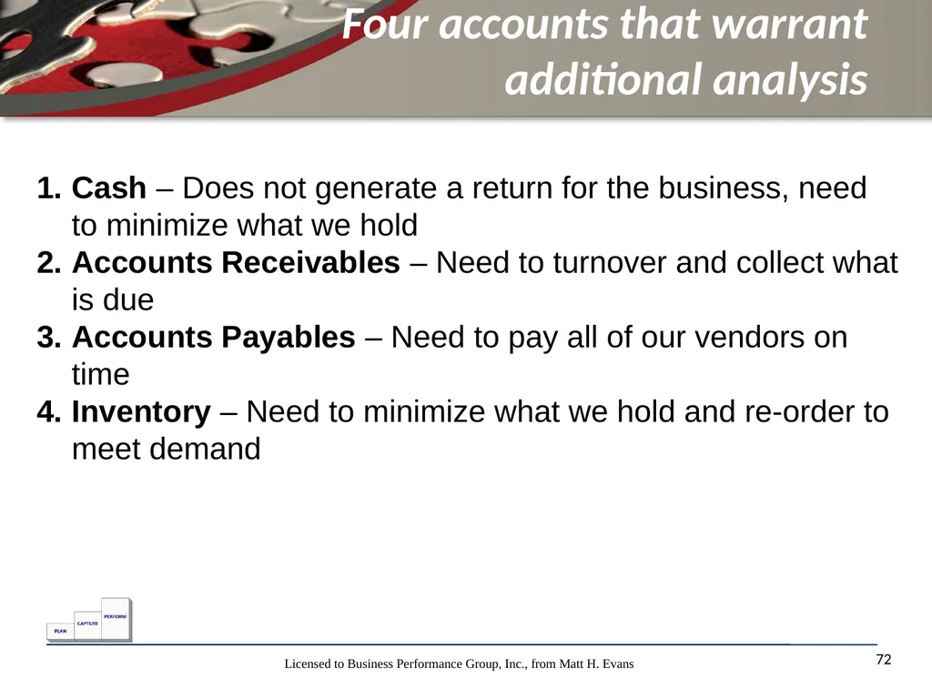 Finance for Non Financial Managers Matt H. Evans - slide 72 of 120