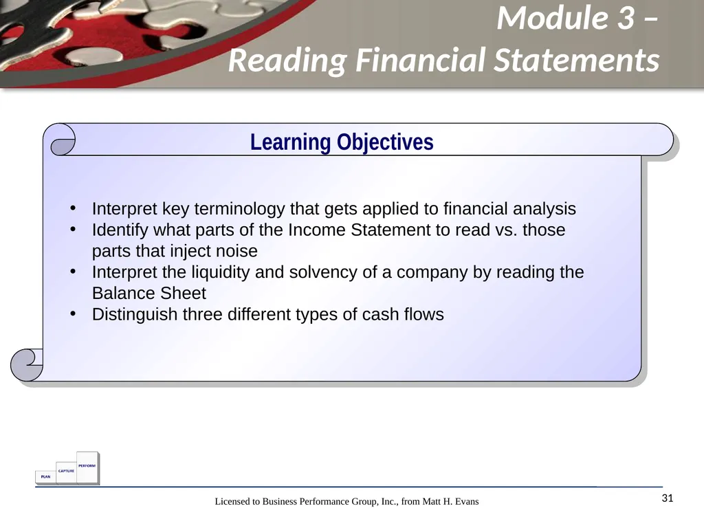 Finance for Non Financial Managers Matt H. Evans - slide 31 of 120