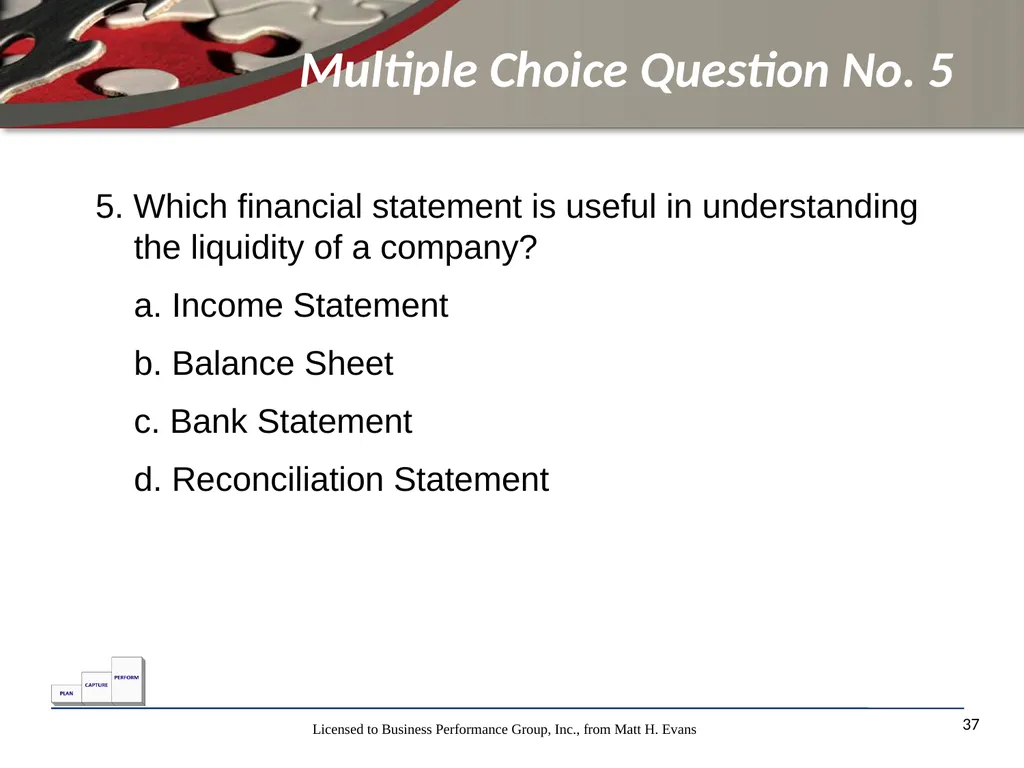 Finance for Non Financial Managers Matt H. Evans - slide 37 of 120