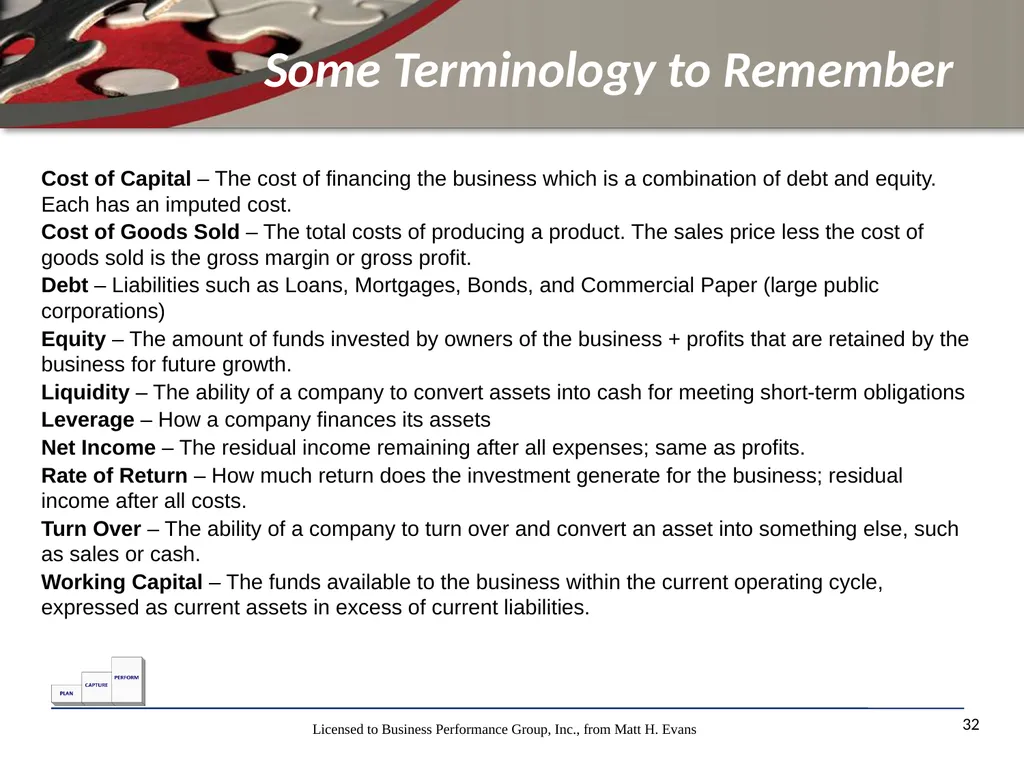 Finance for Non Financial Managers Matt H. Evans - slide 32 of 120