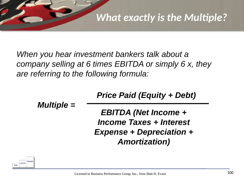 Finance for Non Financial Managers Matt H. Evans - slide 100 of 120