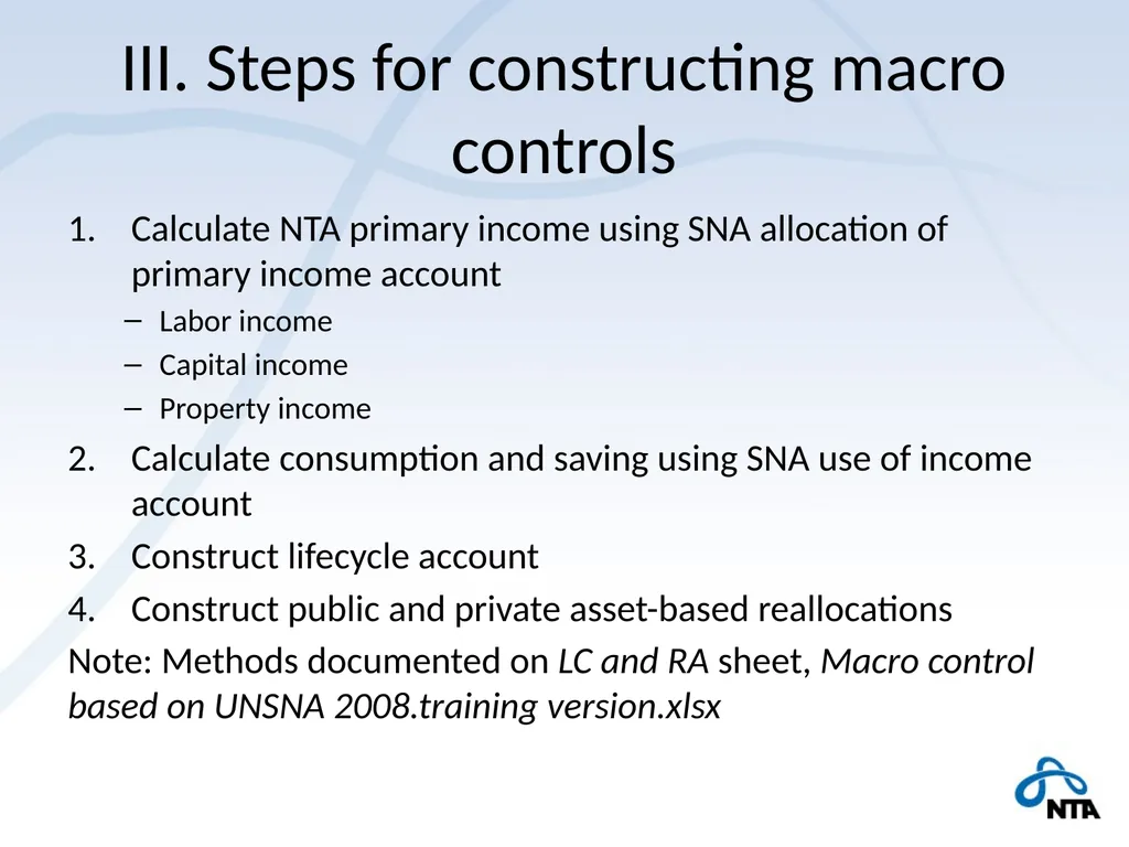 NTA and the Macro Economy Using macro controls - slide 14 of 32