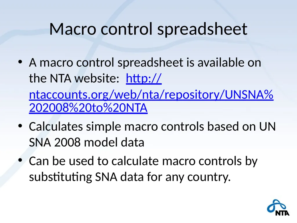 NTA and the Macro Economy Using macro controls - slide 23 of 32