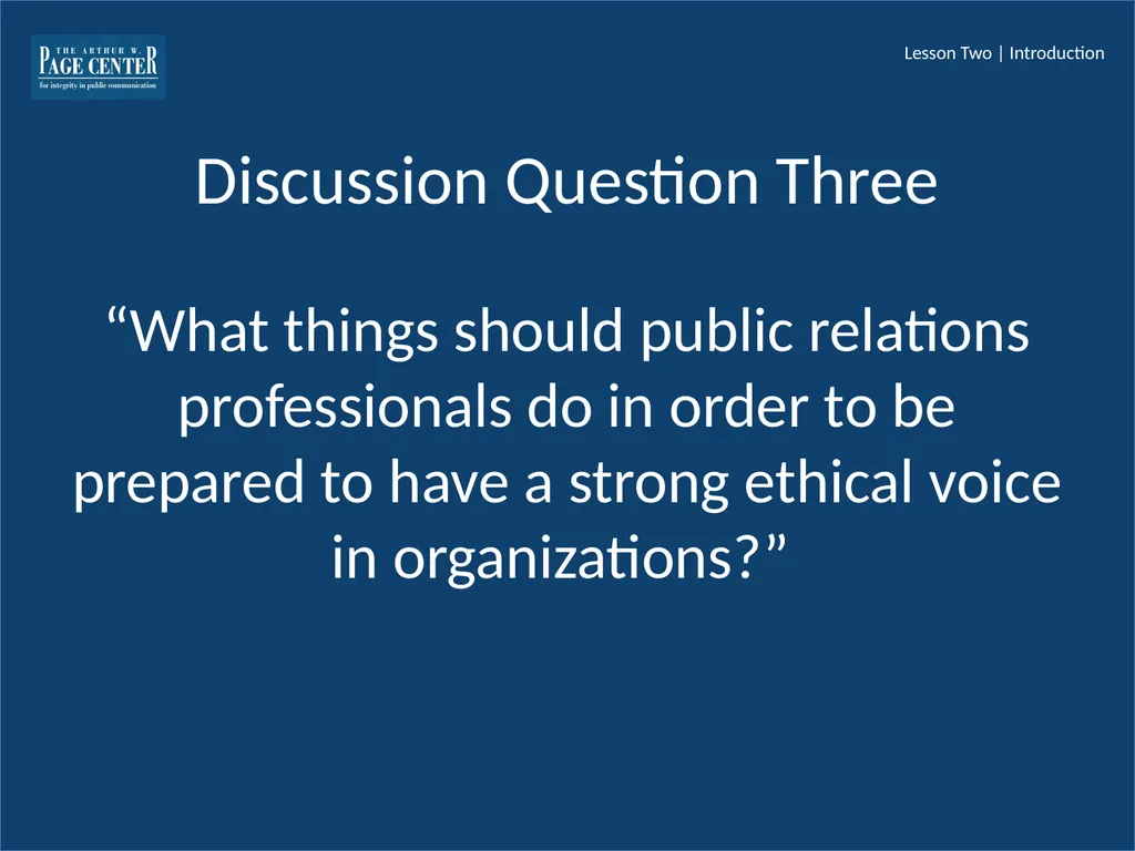 Introduction to Public Relations Ethics Module One - slide 10 of 11