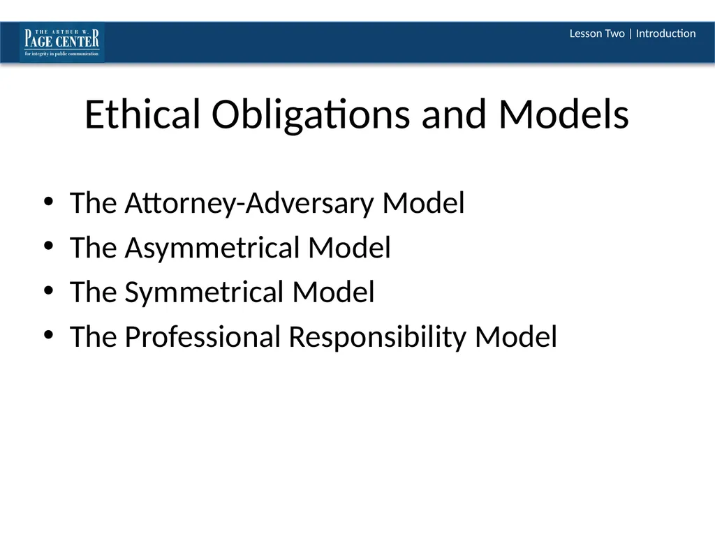 Introduction to Public Relations Ethics Module One - slide 4 of 11