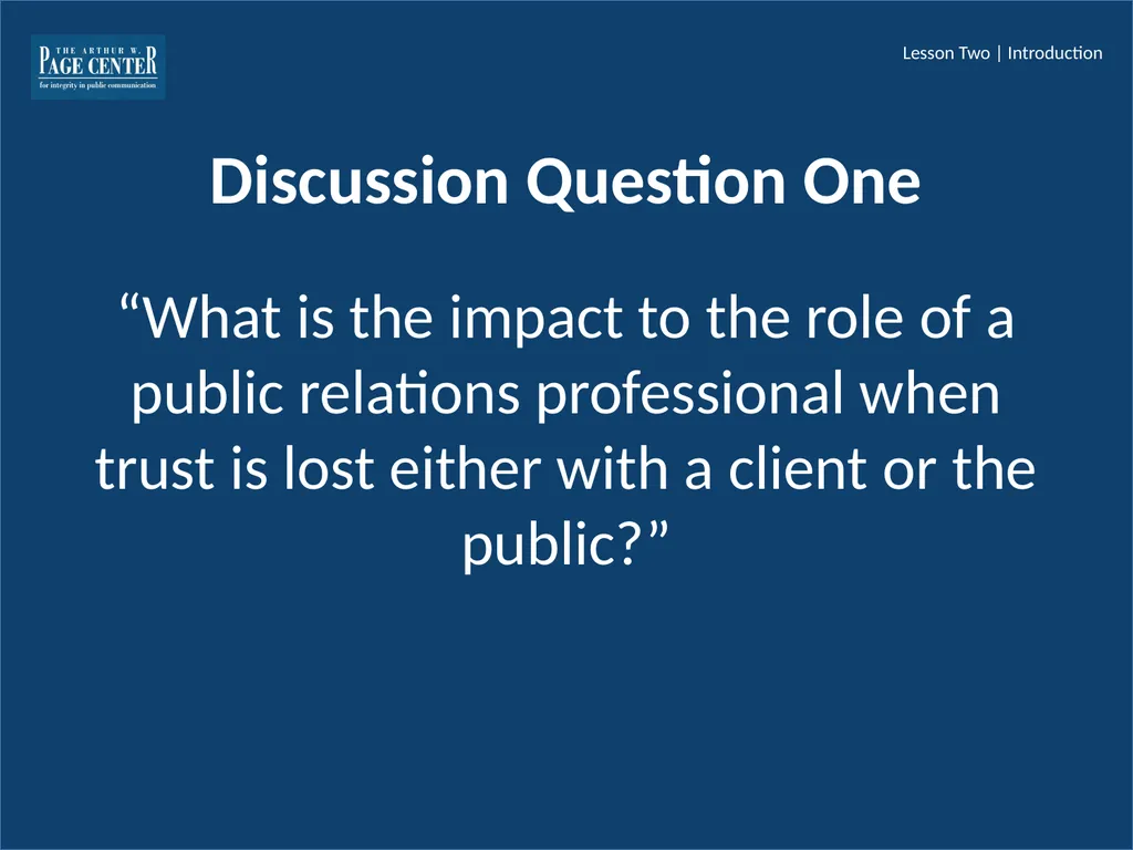 Introduction to Public Relations Ethics Module One - slide 5 of 11