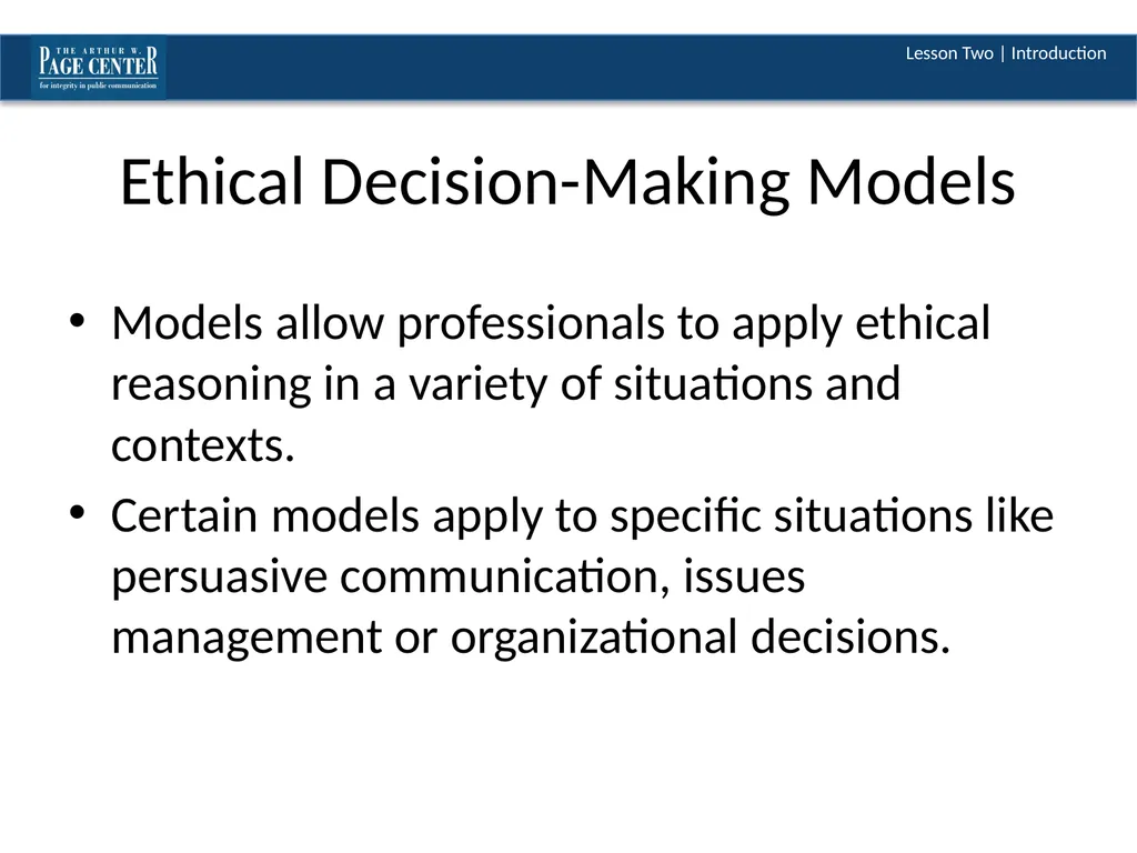 Introduction to Public Relations Ethics Module One - slide 6 of 11