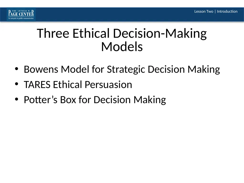 Introduction to Public Relations Ethics Module One - slide 7 of 11