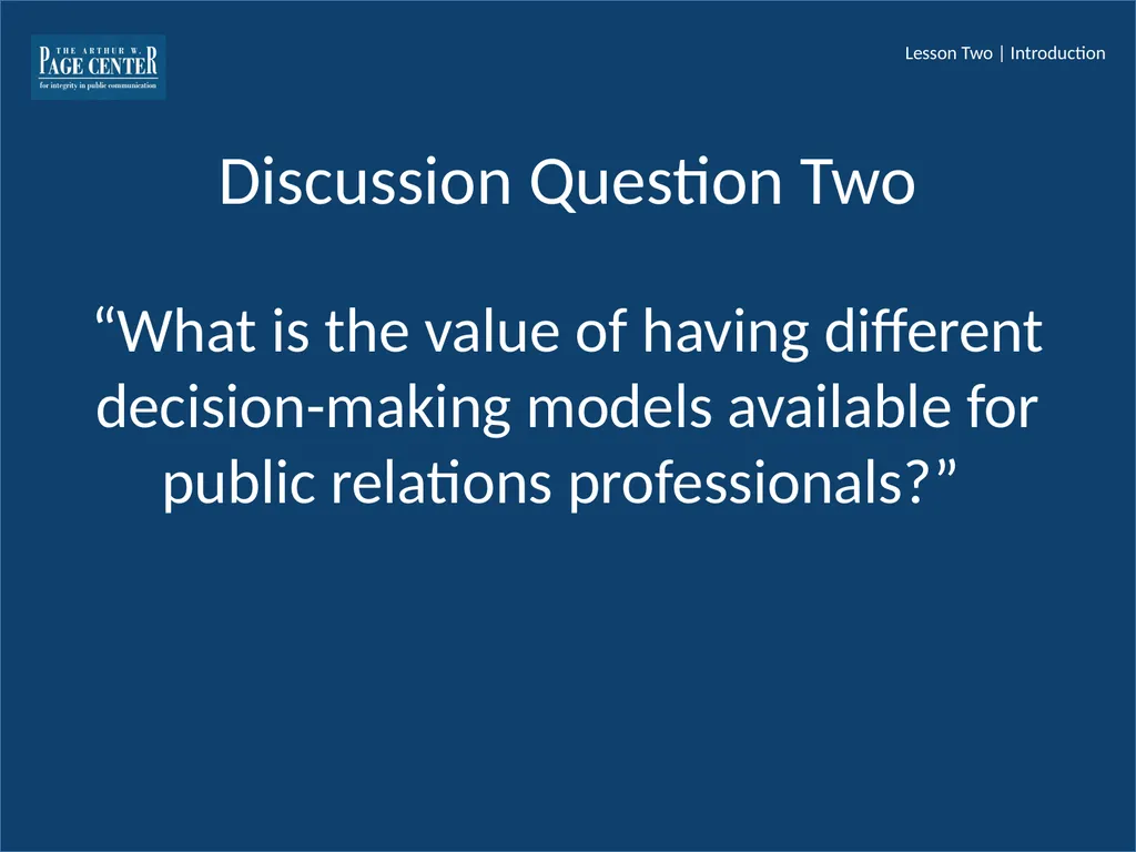 Introduction to Public Relations Ethics Module One - slide 8 of 11