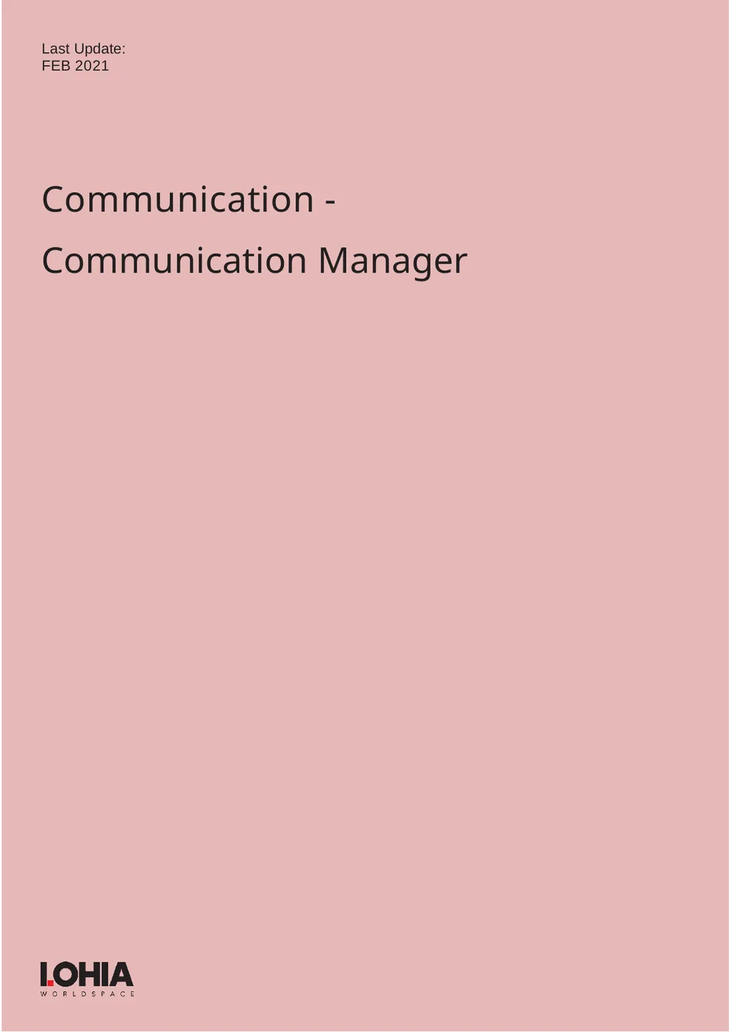 Communication - Communication Manager Last Update: - slide 1 of 8