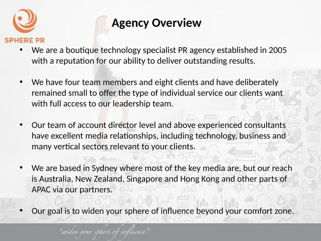 October 2021 Sphere PR Credentials A bit about us… - slide 3 of 12