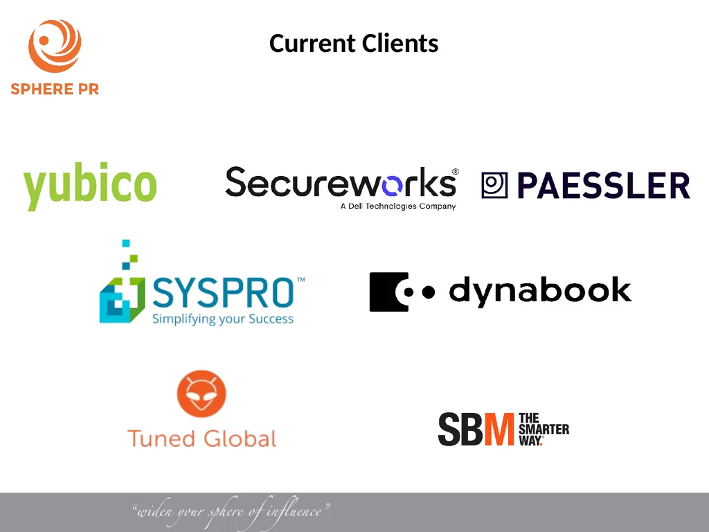 October 2021 Sphere PR Credentials A bit about us… - slide 6 of 12