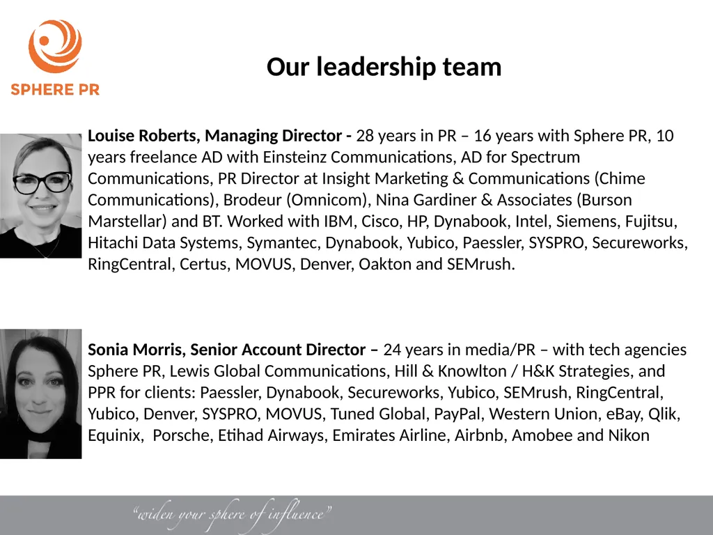 October 2021 Sphere PR Credentials A bit about us… - slide 5 of 12