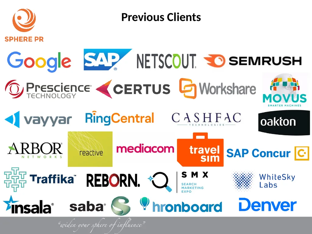 October 2021 Sphere PR Credentials A bit about us… - slide 7 of 12
