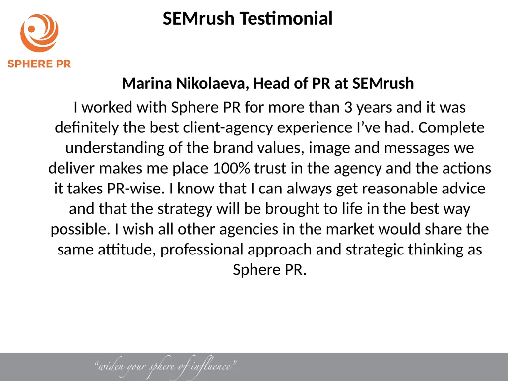 October 2021 Sphere PR Credentials A bit about us… - slide 10 of 12