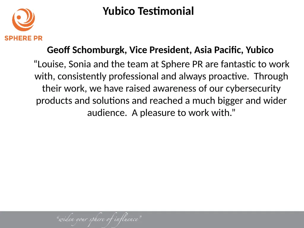 October 2021 Sphere PR Credentials A bit about us… - slide 8 of 12