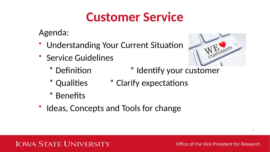 Customer Service Agenda: Understanding Your - slide 1 of 16
