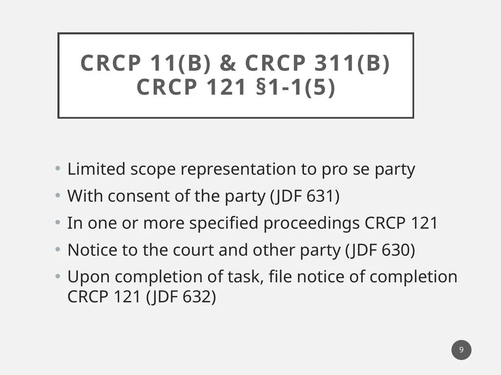 Limited Scope Representation “Unbundling” 1 What - slide 9 of 19