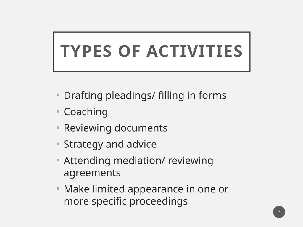 Limited Scope Representation “Unbundling” 1 What - slide 7 of 19