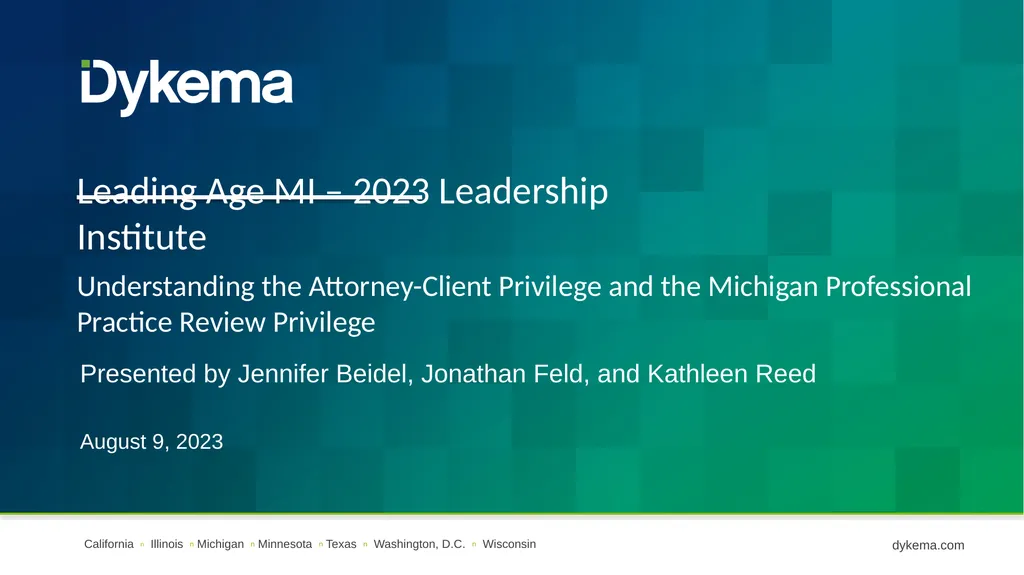 Leading Age MI – 2023 Leadership Institute