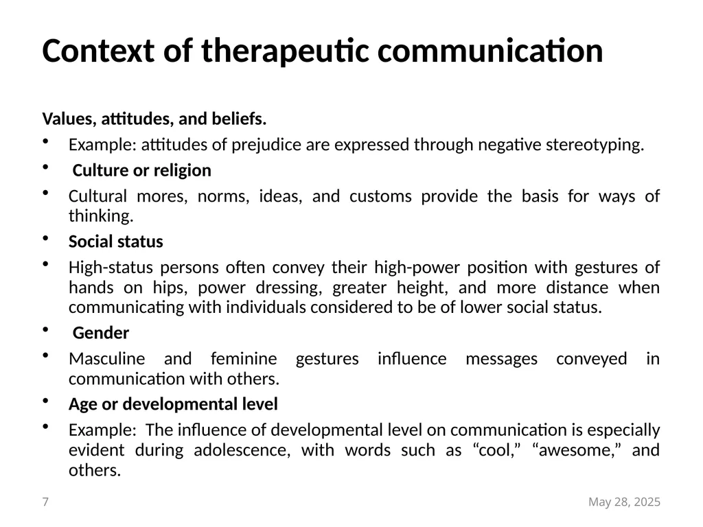 Therapeutic Communication in Psychiatric Nursing - slide 7 of 16