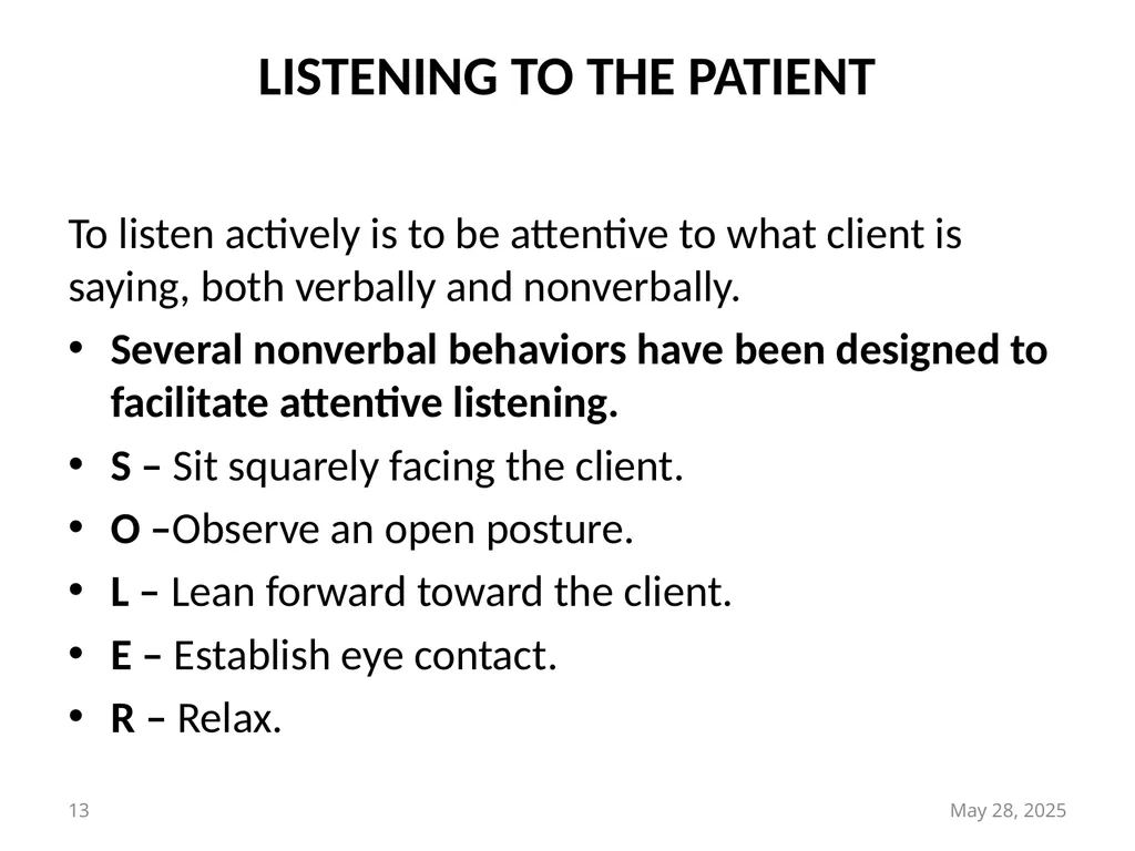 Therapeutic Communication in Psychiatric Nursing - slide 13 of 16